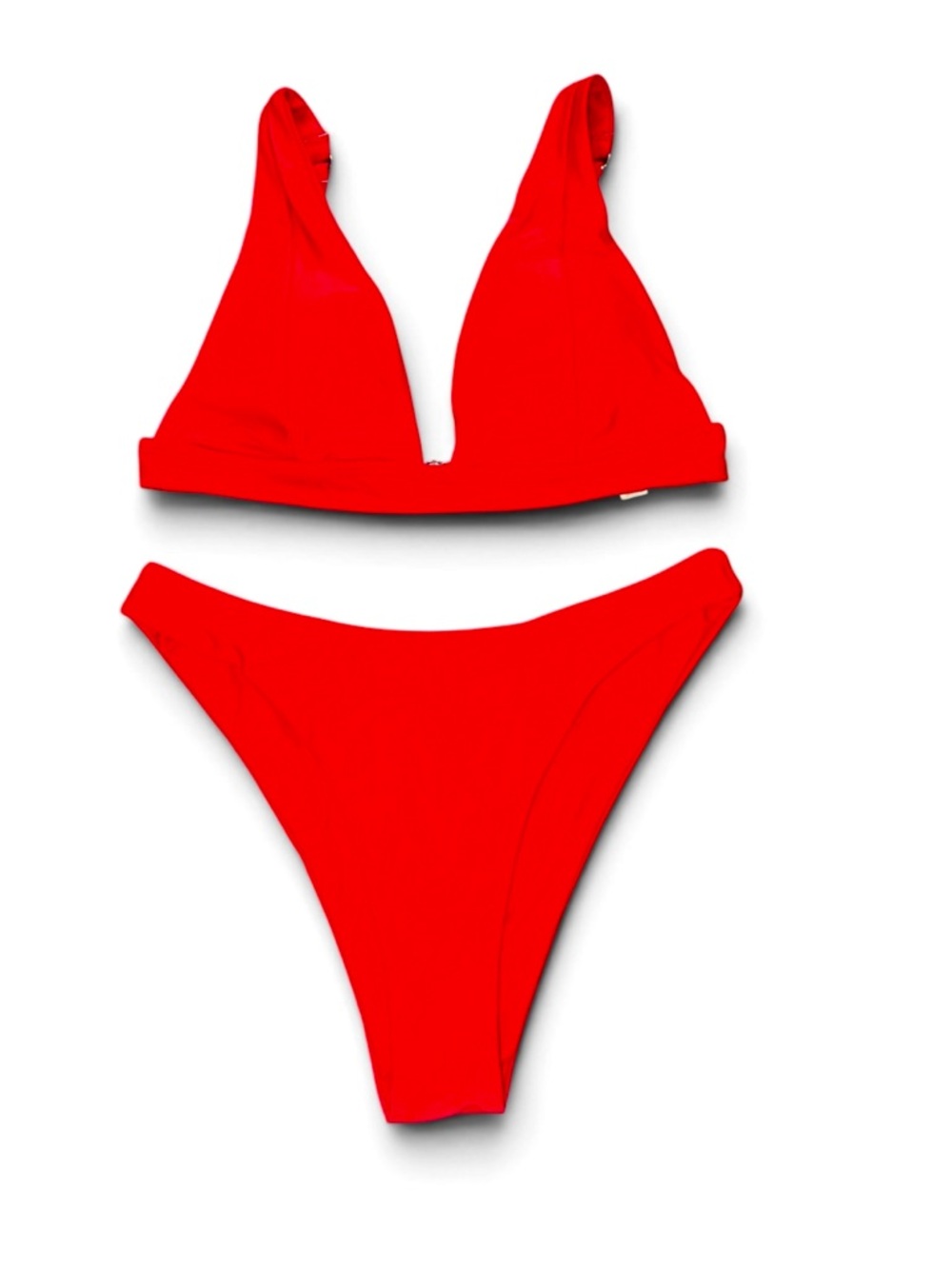 Red V-Neck Bikini Set - Women Swim